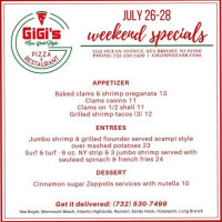 Gigi's Pizza Sea Bright menu
