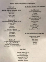 Legends Billiards And Cafe menu