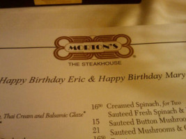 Morton's the Steakhouse menu