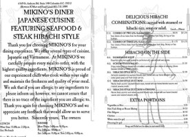 Mikino's Diner menu