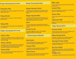 Sheger Spring Cafe menu