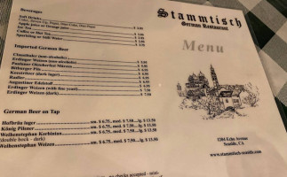 Stammtisch Restaurant menu