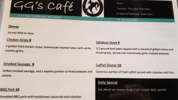 Gg's Cafe menu