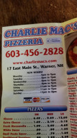 Charlie Mac's Pizzeria menu
