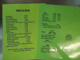 D D Ice Burg menu
