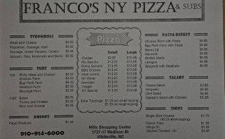 Franco's Ny Pizza And Subs menu