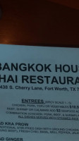 Bangkok House Thai menu