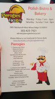 Pierogies Factory menu