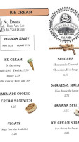 Chaparral Homemade Ice Cream Cafe menu