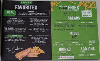 Jon Smith Subs menu