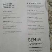 Benjis Cafe menu