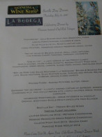 Sonoma Wine Shop La Bodega menu