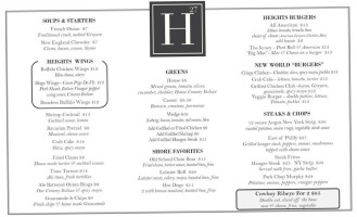 Heights 27 Grille menu