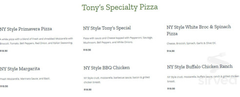 Tony's New York Pizza menu