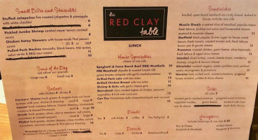 Red Clay Table menu