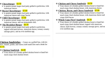 Tlc Foods Lake Llc menu