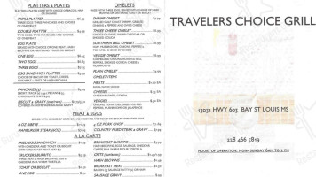 Travelers Choice Grill menu