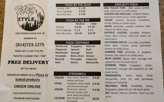 Ny Style Deli Pizza menu