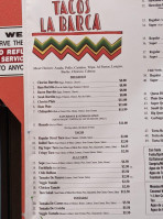 Velazquez Tacos La Barca menu