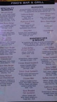 Pimo’s And Grill. menu