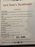 Jack Slades Steakhouse menu