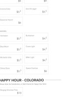 The Blue Fish-breckenridge menu