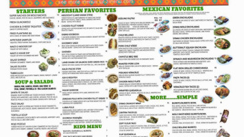 Syma's Mexican Grill Persian Cuisine menu