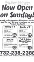 Main Street Sub Station menu