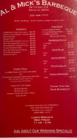 Al Mick's Barbeque menu