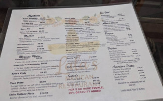 Lala's Mexican menu