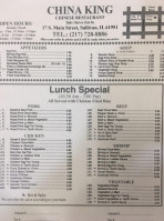 China King menu