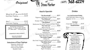 Mack's Pizza Of Stone Harbor menu