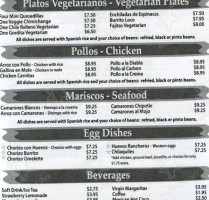 El Paraiso Mexican Grill menu
