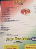 Rositas Mexican menu