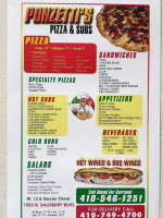 Ponzetti's Pizza Subs menu