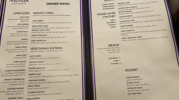 Mehak India's Aroma menu