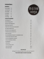 Bistro 1031 menu