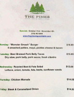 The Pines Tap And Table menu