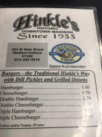 Hinkle's Sandwich Shop menu
