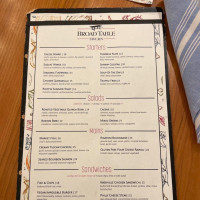 Broad Table Tavern menu