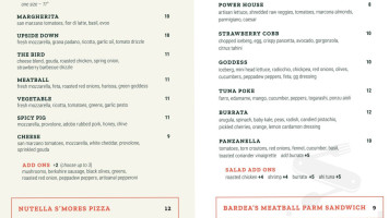 Pizzeria Bardea menu