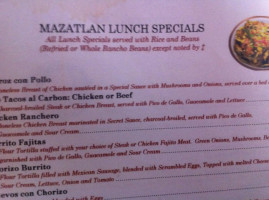 Mazatlan Grill menu