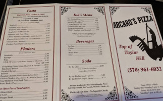 Arcaro's Pizza menu