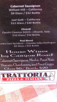 Trattoria Pizza Italian menu