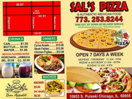 Sal's Pizza Authentic Mexican Food inside