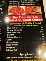 The Crab Barrack menu