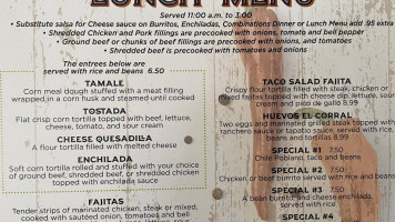 El Corral Mexican menu