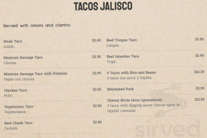 Taqueria Mi Jalisco menu