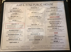 Axe Rose Public House menu