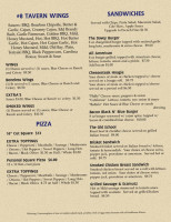 The #8 Tavern menu